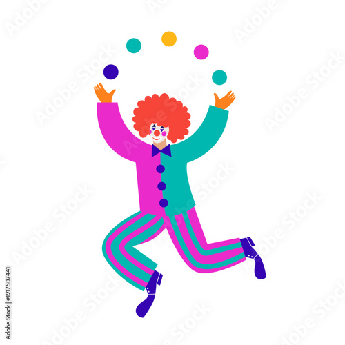 funny clown. Festival, Purim, Carnival and Circus concept. Colorful vibrant modern style
