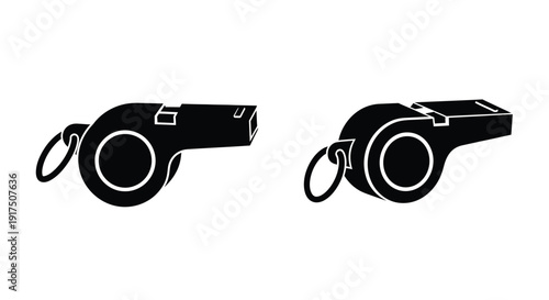 Two futuristic revolvers displayed in a stark black silhouette