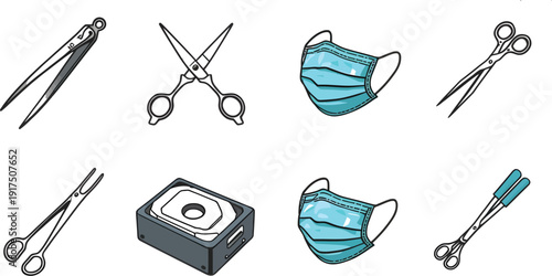 Collection of stylized black and white line art icons depicting essential human organs including the heart lungs stomach liver and a detailed eye illustration for medical designs.
