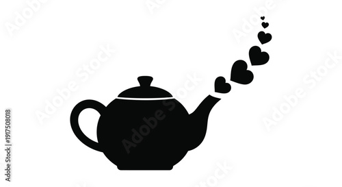 Black teapot pouring steam a simple and elegant silhouette