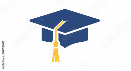 Blue Graduation Cap with Yellow Tassel.