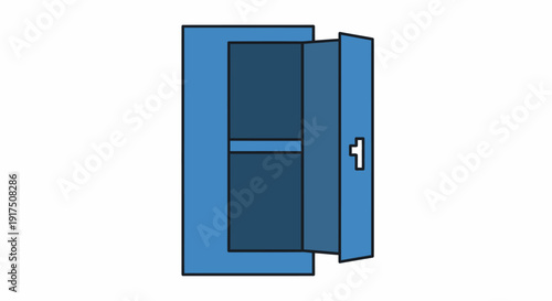 Blue Fridge with Open Door Illustration.