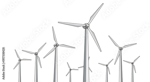 A collection of wind turbines, illustrating renewable energy generation and sustainable power sources.