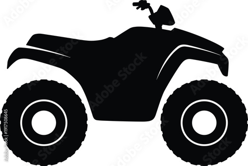 ATV quad bike silhouette icon, off road four wheeler vehicle symbol, black vector illustration isolated on white background
