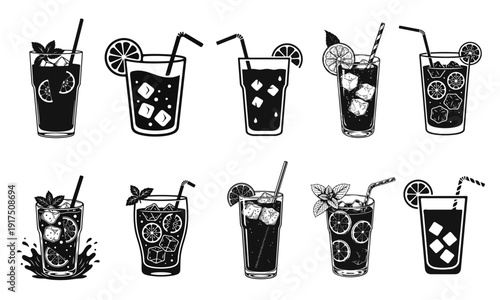 Wallpaper Mural Vector illustration of a lemonade glass with lemon slice, ice cubes and straw in a clean minimal style. Fresh lemonade, citrus drink, summer beverage, cold refreshment, lemon glass	
 Torontodigital.ca