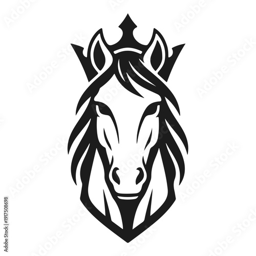 Wallpaper Mural An elegant horse head. Vintage stallion portrait, equestrian sport logo, symbol of animal strength. Black and white vector engraving Torontodigital.ca