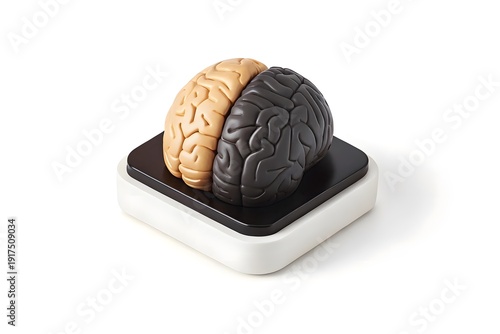 3D Photorealistic Human Brain on White Background