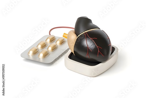 3D Realistic Human Heart with Medical Pills