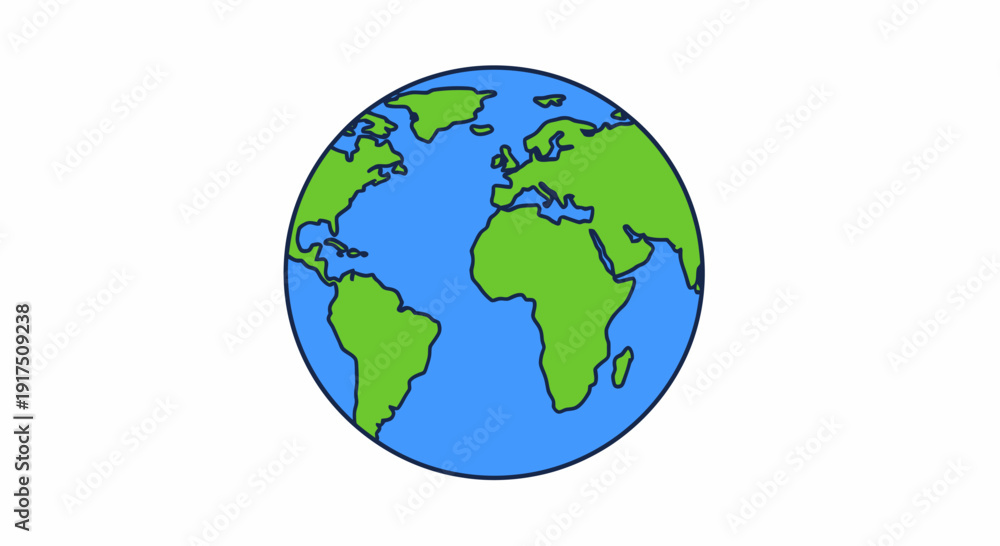 Fototapeta premium Globe Illustration Showing Continents and Oceans.