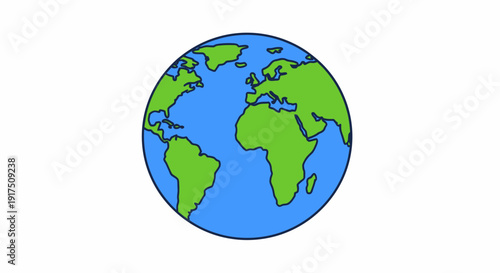 Globe Illustration Showing Continents and Oceans.