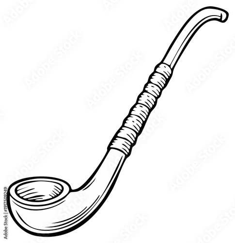 Vintage pipe illustration. Tobacco smoking concept, simple outlined design.