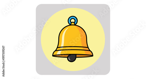Golden Bell Icon with Clapper Inside.