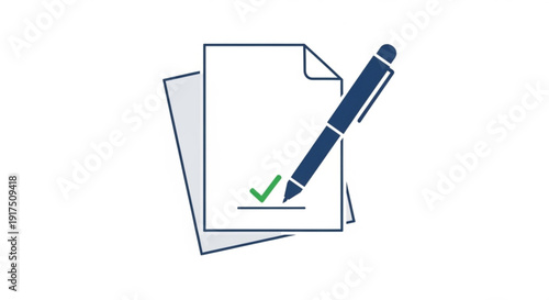 Checklist document with pen and green checkmark for business tasks and to do lists