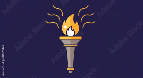Torch with flame on dark background symbolizing hope and guidance inspirational icon