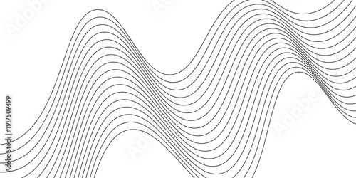 PrintVertical abstract flowing line waves, striped corner pattern, decorative graphic design element.