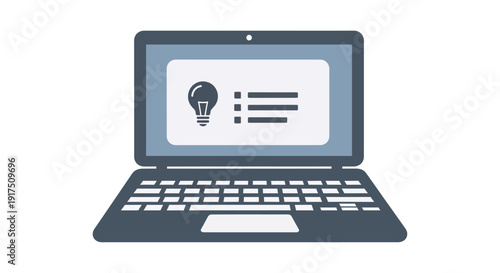 Laptop Computer with Lightbulb on Screen.