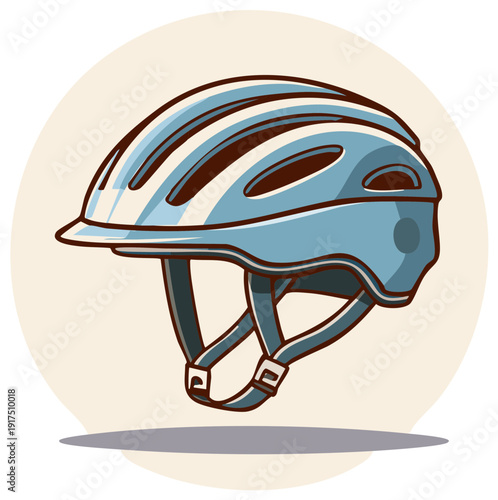Illustrated bicycle helmet with adjustable straps for safe cycling and outdoor activities.
