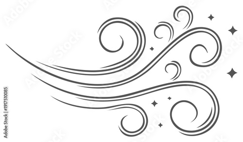 Stylized Wind Illustration Flowing Air Currents Abstract Graphic Design Element