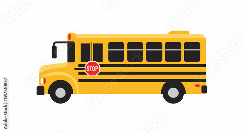 Yellow School Bus Vehicle Illustration.