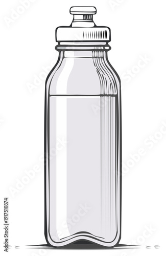 Illustration of a water bottle with a cap, containing liquid