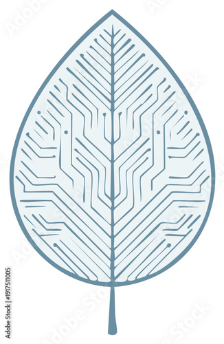 Digital leaf illustration concept of technology and nature
