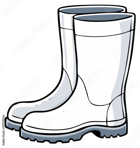 White Rubber Boots Cartoon Illustration