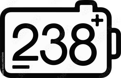 Battery icon with number 238 and plus sign indicating charge level