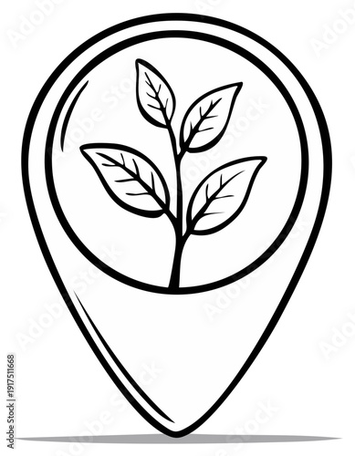 Location Pin with Leafy Sprout Representing Eco Friendly and Sustainable Practices
