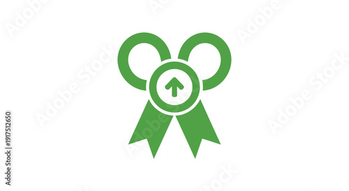 Green Ribbon Icon with Arrow.