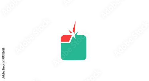 Green Square with Red Corner Cut.