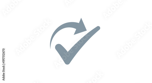 Grey checkmark with circular arrow.