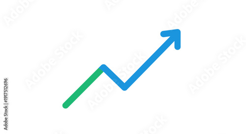 Growing trend line with arrow.