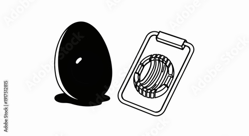 Black egg and egg slicer illustration