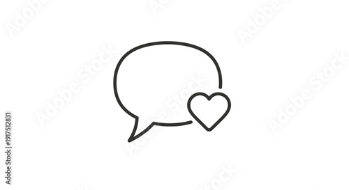 Heart Speech Bubble Icon Symbol.