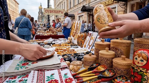 Shopping for Local Souvenirs at a Street Market