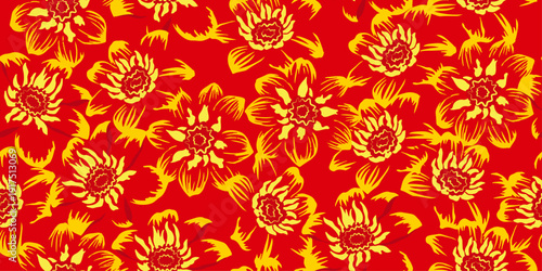 Hand-drawn abstract floral patterns, seamless floral designs, suitable for fabrics, textiles, clothing, posters, covers, banners, and backgrounds. Vector graphics.