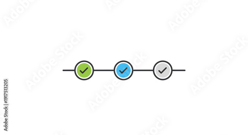 Green blue and gray checkmarks.