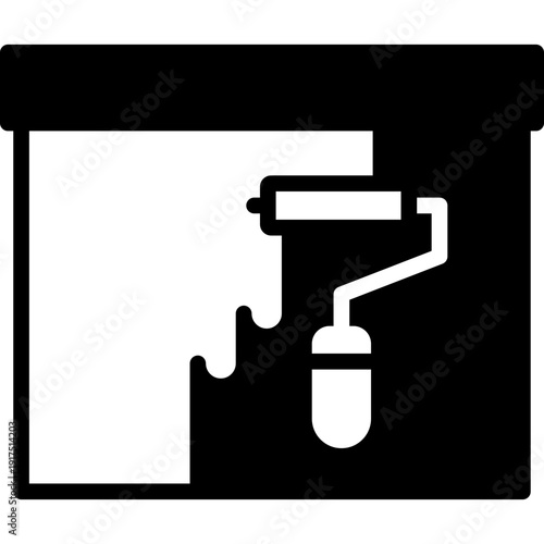 paint roller icon illustration design with solid