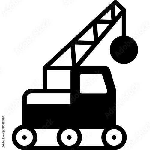 wrecking ball crane icon illustration design with solid
