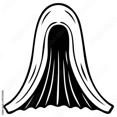 Abstract flowing fabric or cloth with draped folds and a dark opening