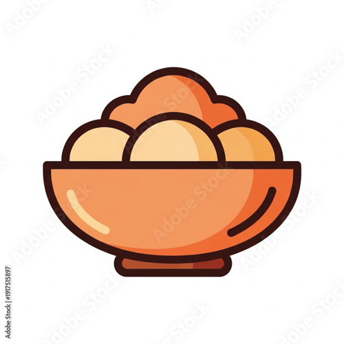 A fresh baked loaf of brown bread in a basket vector illustration isolated on white as a cartoon breakfast snack icon clipart