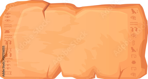 Stone cartoon background with ancient egyptian hieroglyphs border