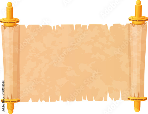 Ancient papyrus background. Cartoon old parchment frame