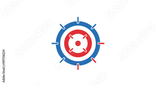 Red and blue circular target symbol.