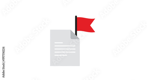 Red flag on a document.
