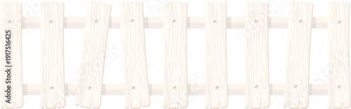 White rustic fence. Wooden structure in cartoon style