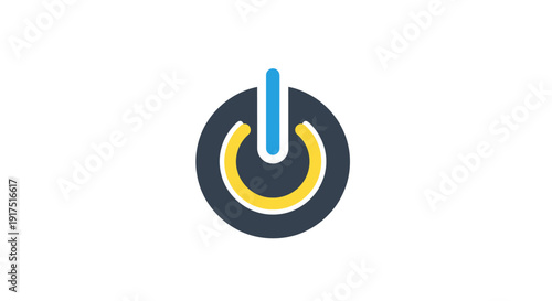 Power Button Icon with Blue Indicator.