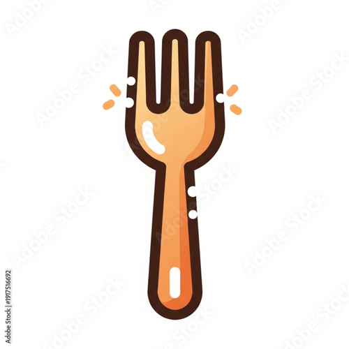 Golden Fork: A simple yet elegant illustration of a golden fork, perfect for representing food and dining concepts.