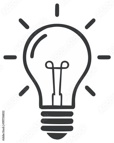 Classic incandescent light bulb icon glowing with bright idea symbolization