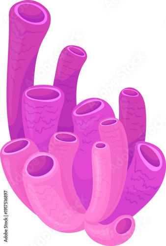 Underwater coral. Organ pipe plant cartoon icon